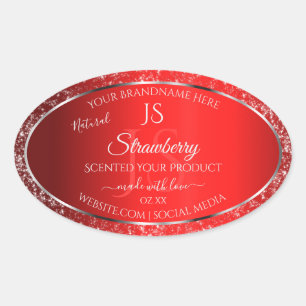 Shimmery Red with Glitter Initials Product Labels