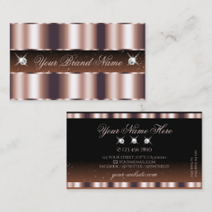 Shimmery Rose Gold Brown Sparkle Jewels Stylish Business Card