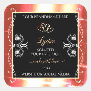 Shimmery Rose Gold Product Labels Diamonds Black