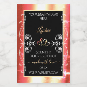 Shimmery Rose Gold Product Labels Diamonds Black