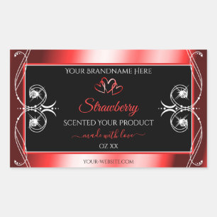 Shimmery Ruby Red Frame Black Product Label Jewels