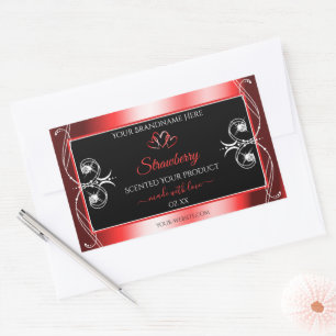 Shimmery Ruby Red Frame Black Product Label Jewels