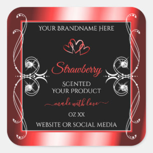 Shimmery Ruby Red Frame Black Product Label Jewels
