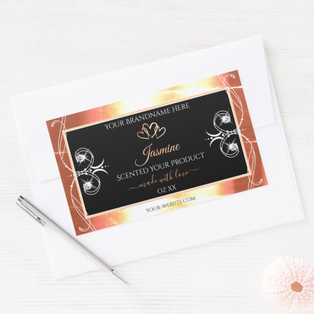 Shimmery Salmon Cream Product Labels Jewels Black (Envelope)