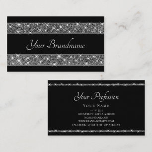 Shimmery Silver Glitter Sparkle Stars Glamorous Business Card