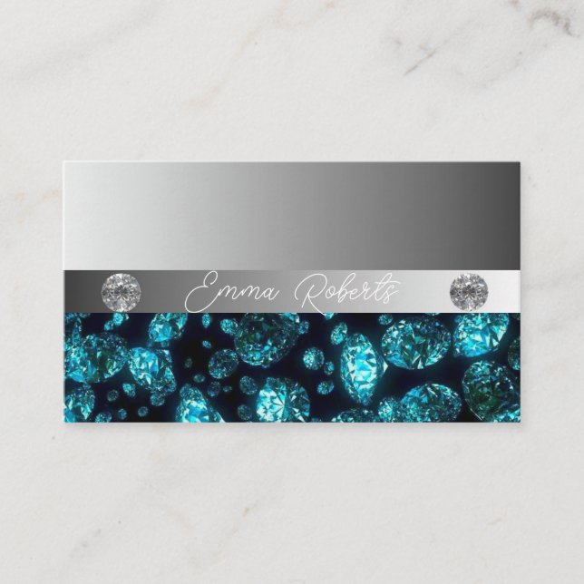 Shimmery Silver Sparkle Glitter Diamonds  Business Business Card (Front)