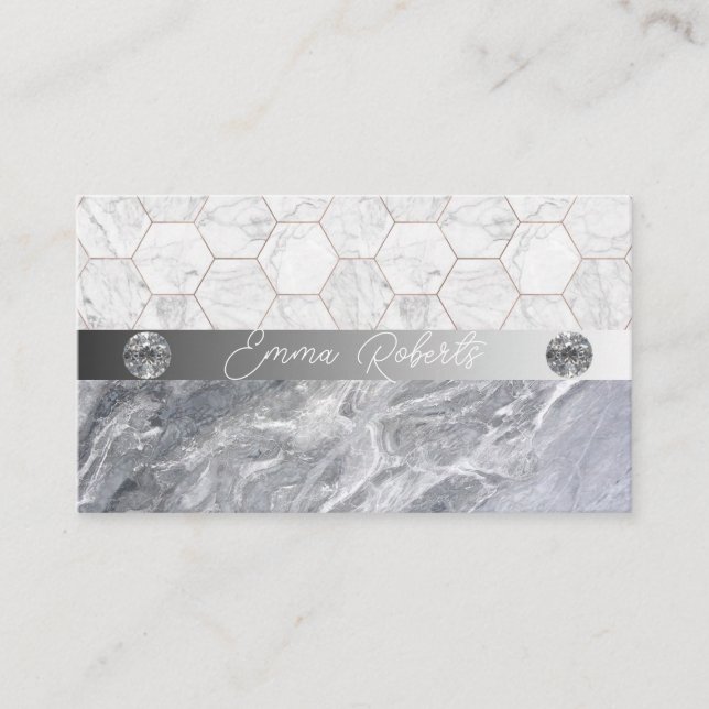 Shimmery Silver Sparkle Glitter Diamonds  Business Business Card (Front)