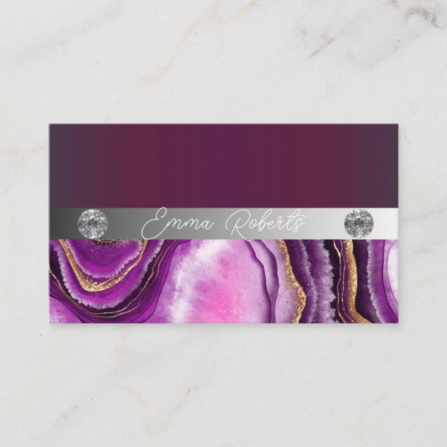 Shimmery Silver Sparkle Glitter Diamonds Business Card (Front)