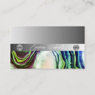 Shimmery Silver Sparkle Glitter Diamonds Business Card