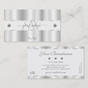 Shimmery Silver Sparkle Jewels Initials Luxurious Business Card