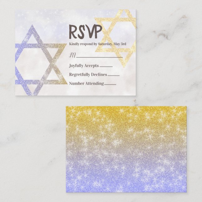 Shimmery Stars RSVP Card (Front/Back)