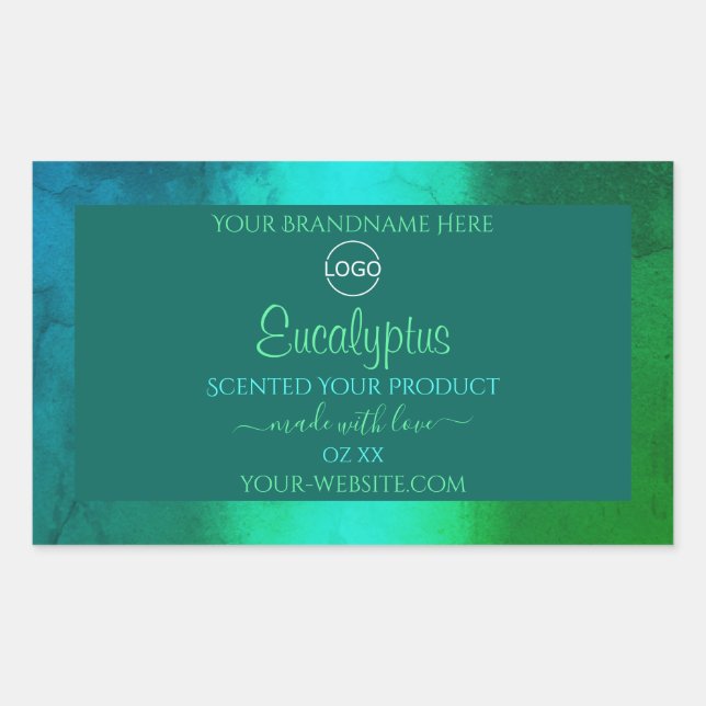 Shimmery Teal and Green Pattern Product Label Logo (Front)