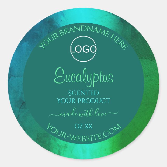 Shimmery Teal and Green Pattern Product Label Logo (Front)
