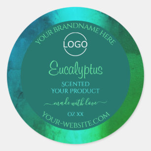 Shimmery Teal and Green Pattern Product Label Logo
