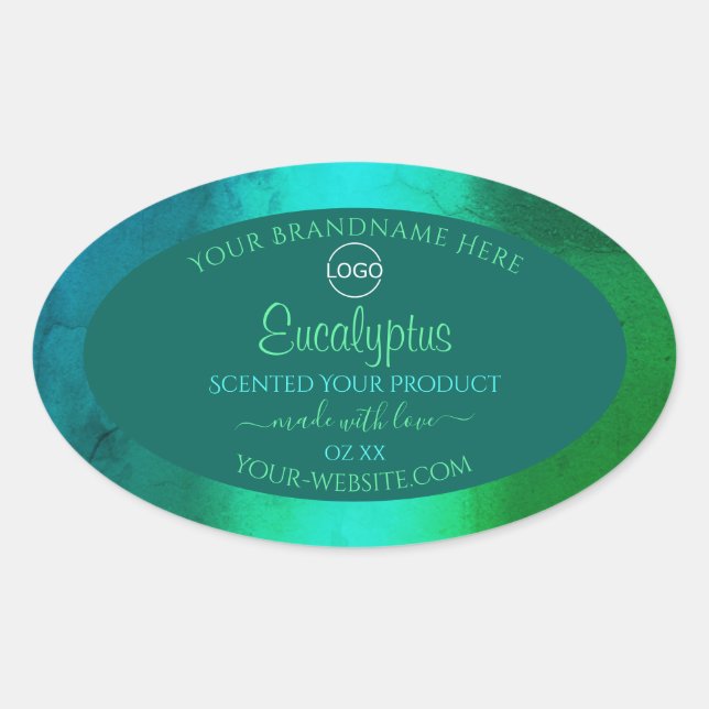 Shimmery Teal and Green Pattern Product Label Logo (Front)