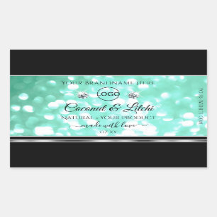 Shimmery Teal Glitter Product Labels Diamonds Logo
