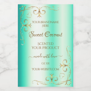 Shimmery Teal Gold Ornate Ornaments Product Labels