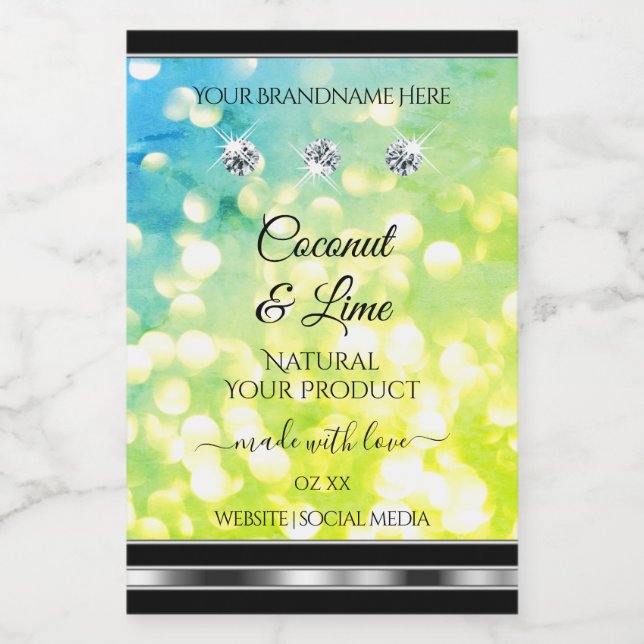 Shimmery Teal Green Glitter Product Label Diamonds (Single Label)