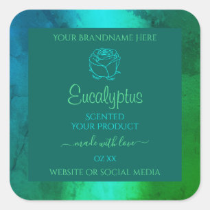 Shimmery Teal Green Pattern Product Labels Floral
