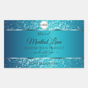 Shimmery Teal Logo Initials Glitter Product Labels