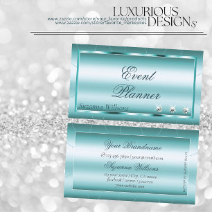 Shimmery Teal with Diamonds Professional Modern Business Card