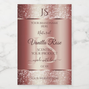Shimmery Wine Red Glitter Product Labels Monogram