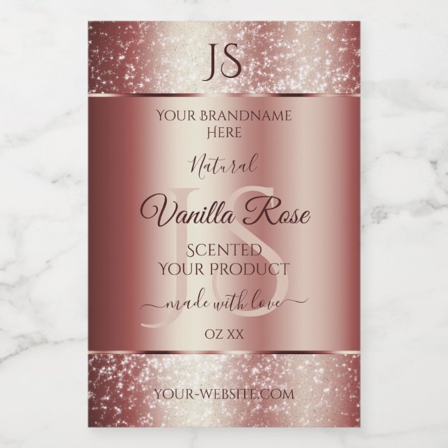 Shimmery Wine Red Glitter Product Labels Monogram (Single Label)