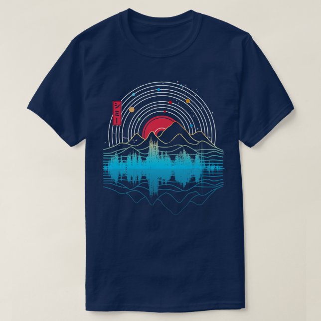 Shimmy Music Sky Space Outdoor Mountain Lineart T-Shirt (Design Front)