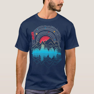 Shimmy Music Sky Space Outdoor Mountain Lineart T-Shirt