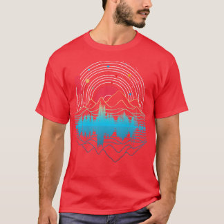 Shimmy Music Sky Space Outdoor Mountain Lineart T-Shirt