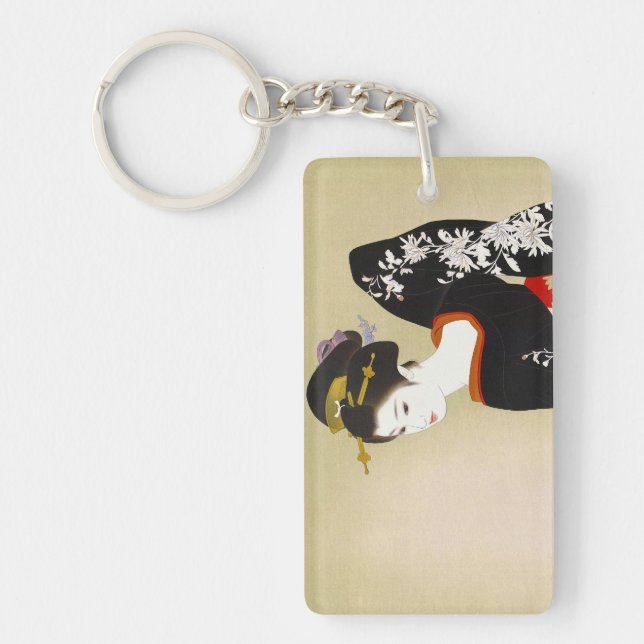 Shimura Tatsumi Two Subjects of Japanese Women Key Ring (Front)