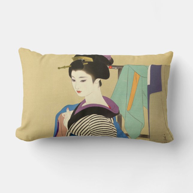 Shimura Tatsumi Two Subjects of Japanese Women Lumbar Cushion (Front)