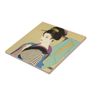 Shimura Tatsumi Two Subjects of Japanese Women Tile