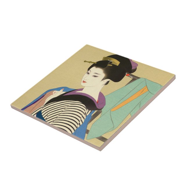 Shimura Tatsumi Two Subjects of Japanese Women Tile (Side)