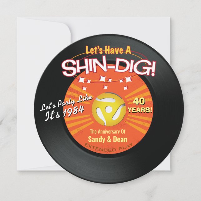 Shin Dig Retro Party Invitations (Front)