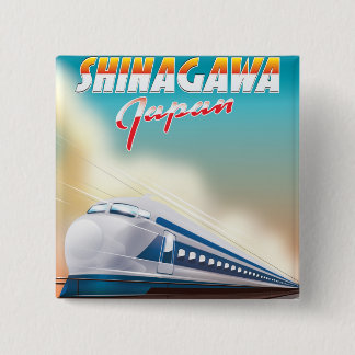 Shinagawa Japan travel poster. 15 Cm Square Badge