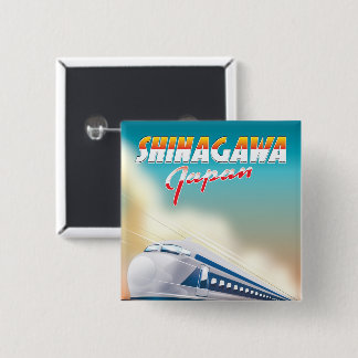 Shinagawa Japan travel poster. 15 Cm Square Badge