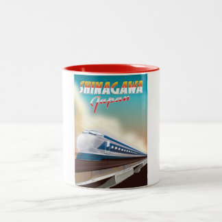 Shinagawa Japan travel poster. Two-Tone Coffee Mug