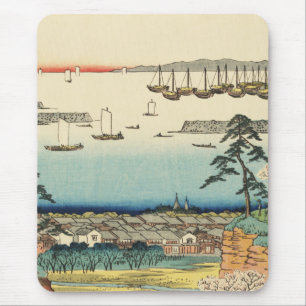 Shinagawa, Japan: Vintage Woodblock Print Mouse Mat