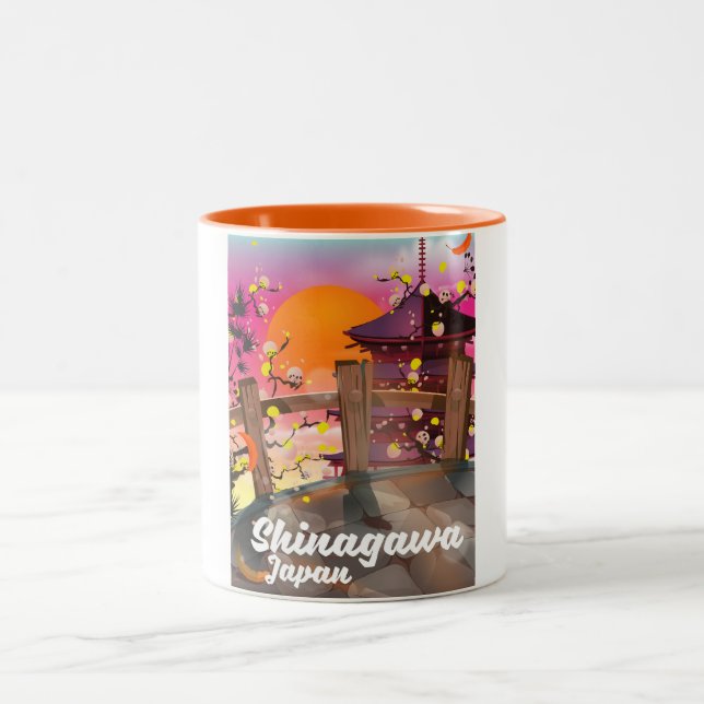 Shinagawa Japanese travel poster Two-Tone Coffee Mug (Center)