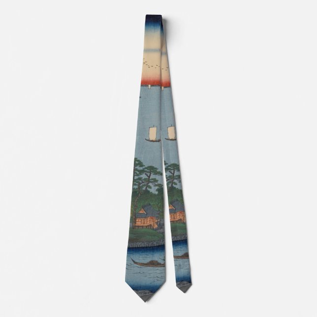 Shinagawa Susaki Vintage Ukiyo-e Japanese Art Tie (Front)