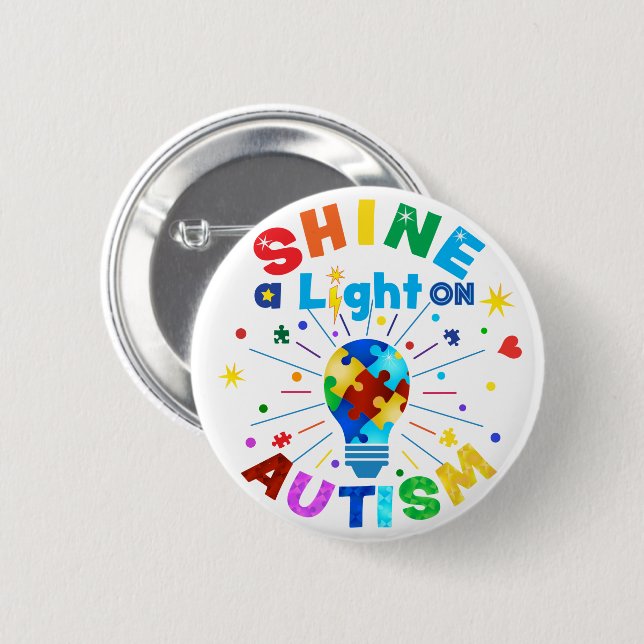 SHINE a Light on AUTISM 6 Cm Round Badge (Front & Back)