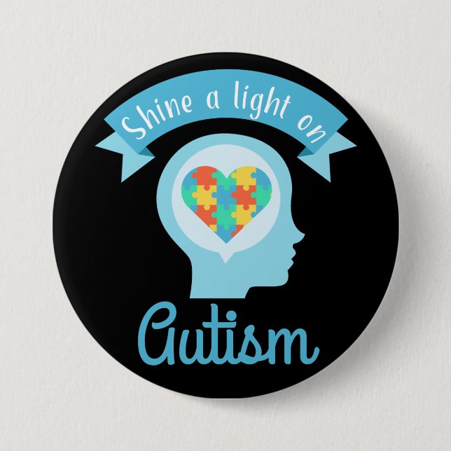 Shine a Light on Autism, Awareness 7.5 Cm Round Badge (Front)