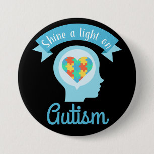 Shine a Light on Autism, Awareness 7.5 Cm Round Badge