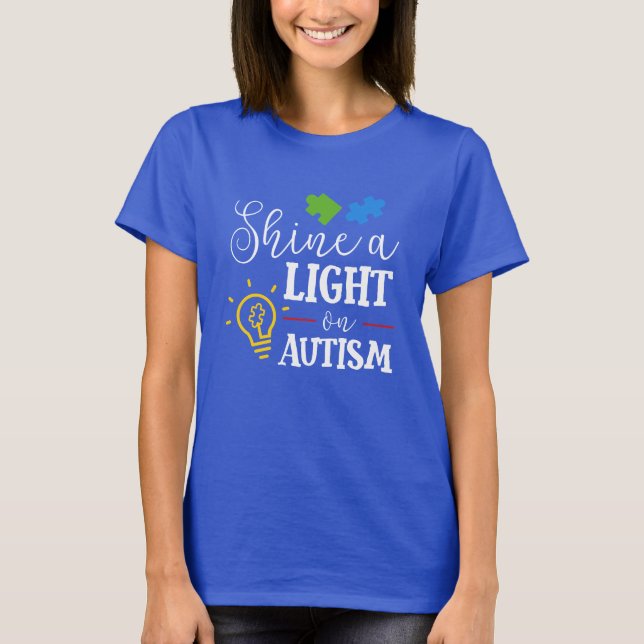 Shine A Light on Autism Awareness Mum Birthday T-Shirt (Front)
