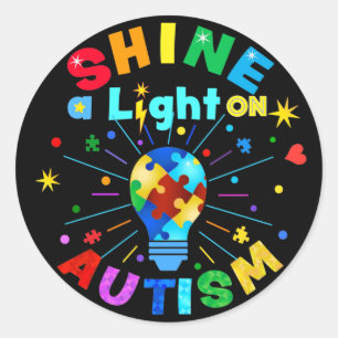 SHINE a Light on AUTISM Classic Round Sticker