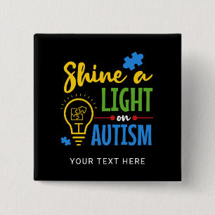 Shine A Light On Autism Custom Team Name 15 Cm Square Badge