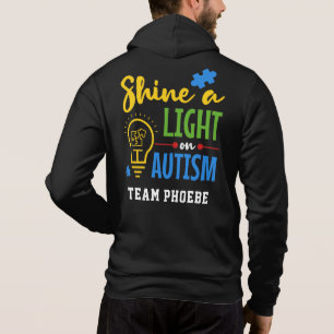 Shine A Light on Autism Personalised Matching Team Hoodie
