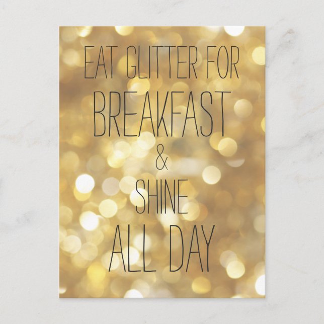 Shine All Day - Gold Sparkles Friendship Quote Postcard (Front)