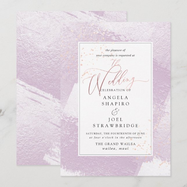 Shine, Blush Lilac Watercolor+Faux Metallic Invitation (Front/Back)